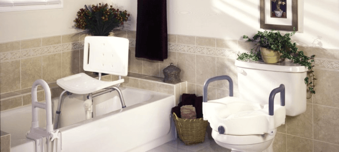 How can bathroom safety products support independent living at home?